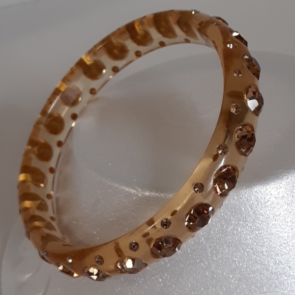 Bangle Bracelets Rhinestone Studs Acrylic Lot of 2 - Picture 3 of 5